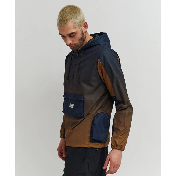 Reason Men’s Navy Brown Gradient ¼ Zip Utility Anorak Hooded Jacket Size L - Picture 7 of 8